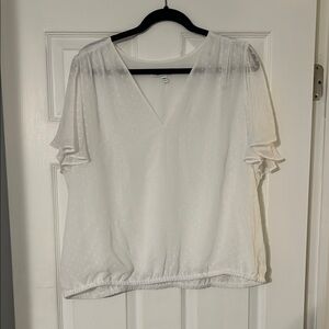 Express White Flutter Sleeve Blouse